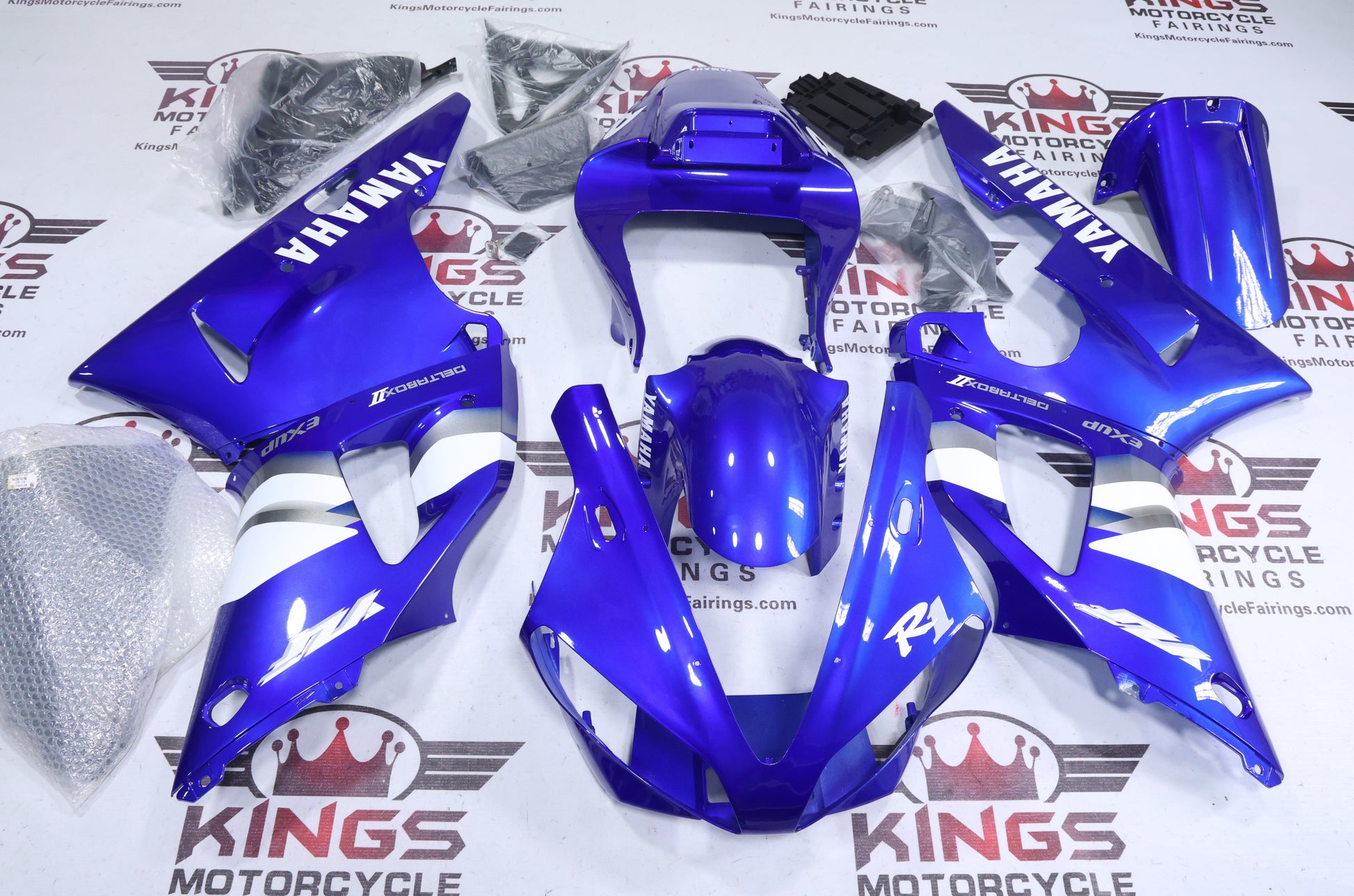 Yamaha R1 Fairings (2000-2001) Blue, White, Gray at KingsMotorcycleFairings.com