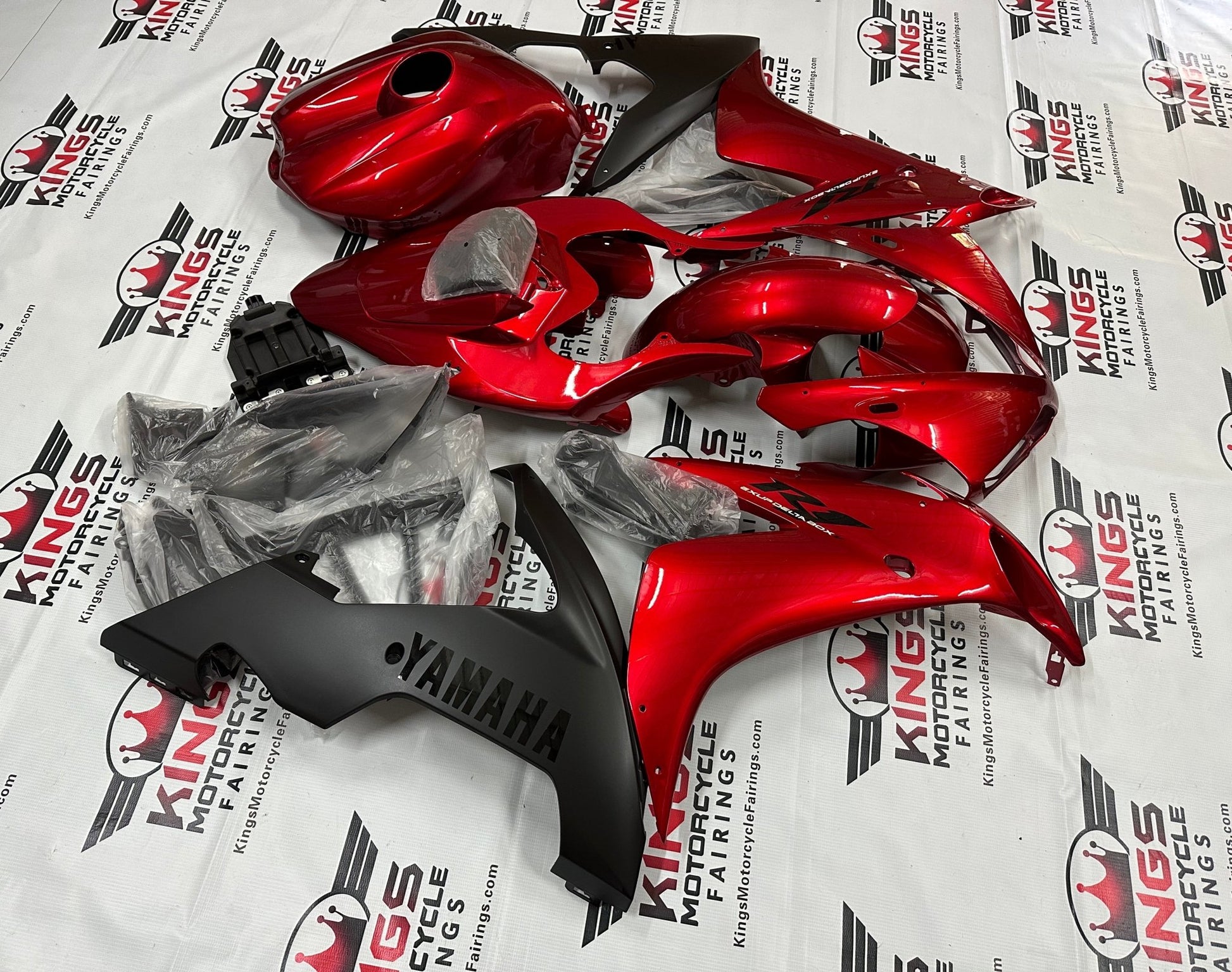 Yamaha R1 Fairing kit (2004-2006) Candy Apple Red, Black at KingsMotorcycleFairings.com