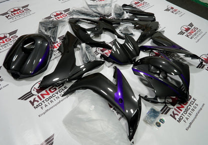 Yamaha R1 Fairings (2004-2006) Faux Carbon Fiber, Purple Stripes from KingsMotorcycleFairings.com