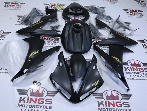 Yamaha R1 Fairings (2004-2006) Flat Black, Gold at KingsMotorcycleFairings.com
