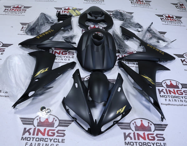 Yamaha R1 Fairings (2004-2006) Matte Black, Matte Gold at KingsMotorcycleFairings.com