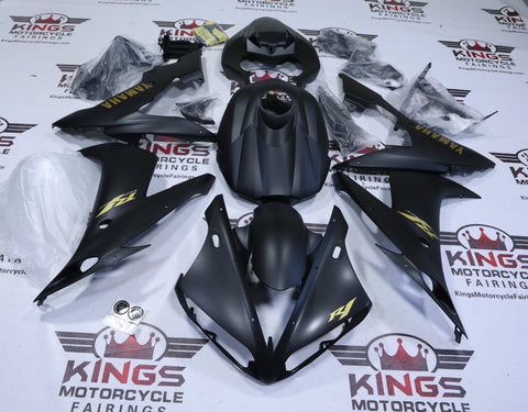 Yamaha R1 Fairings (2004-2006) Matte Black, Matte Gold at KingsMotorcycleFairings.com