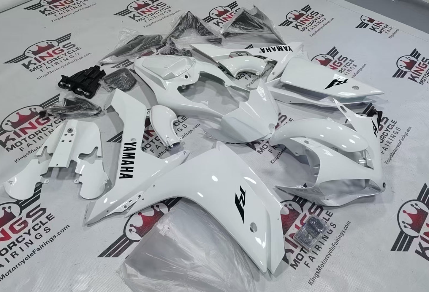 Yamaha R1 Fairings (2004-2006) White, Black at KingsMotorcycleFairings.com
