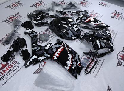 Yamaha R1 Fairings (2007-2008) Black, Gray Camouflage Shark at KingsMotorcycleFairings.com