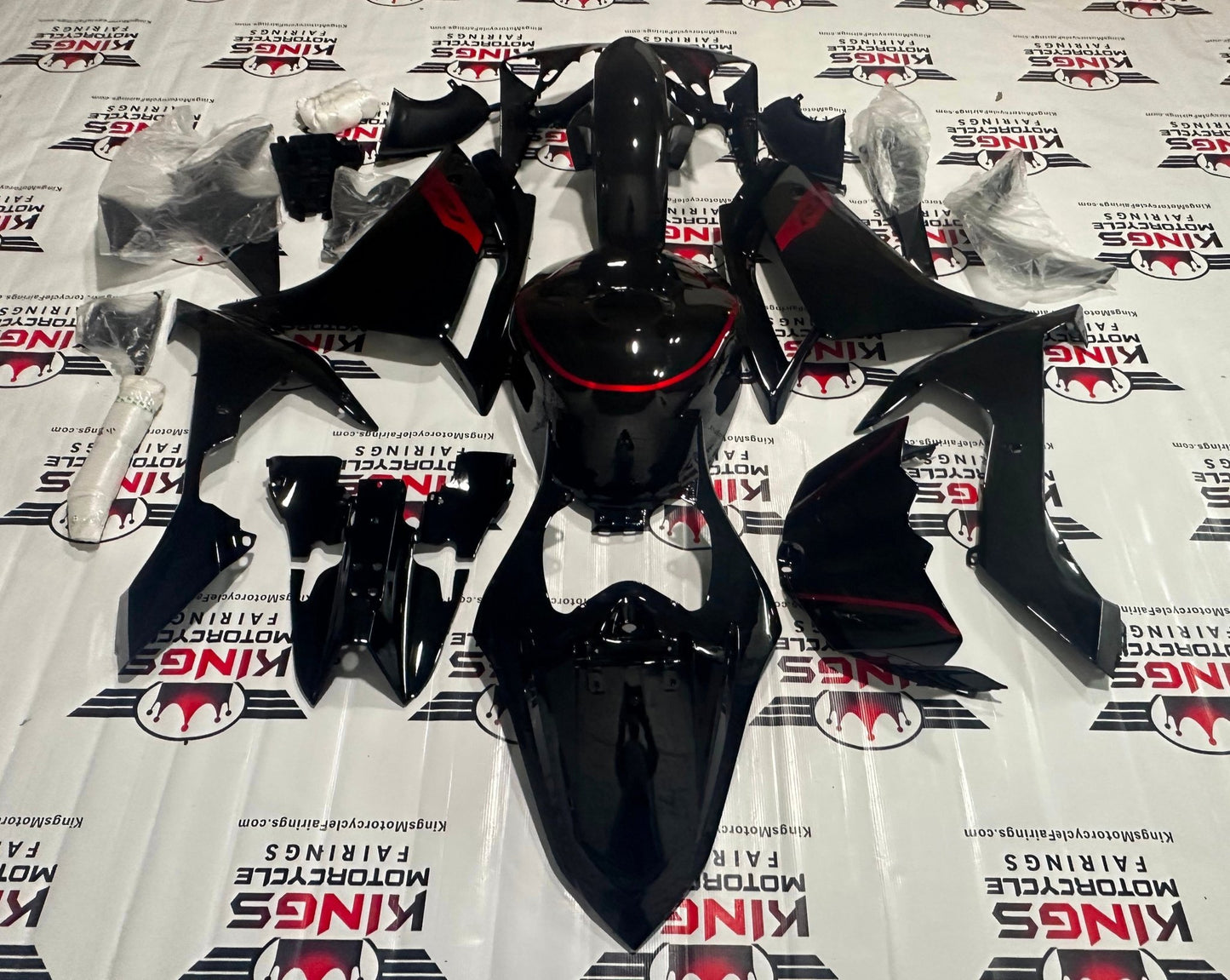 Yamaha R1 Fairings (2007-2008) Black, Red at KingsMotorcycleFairings.com