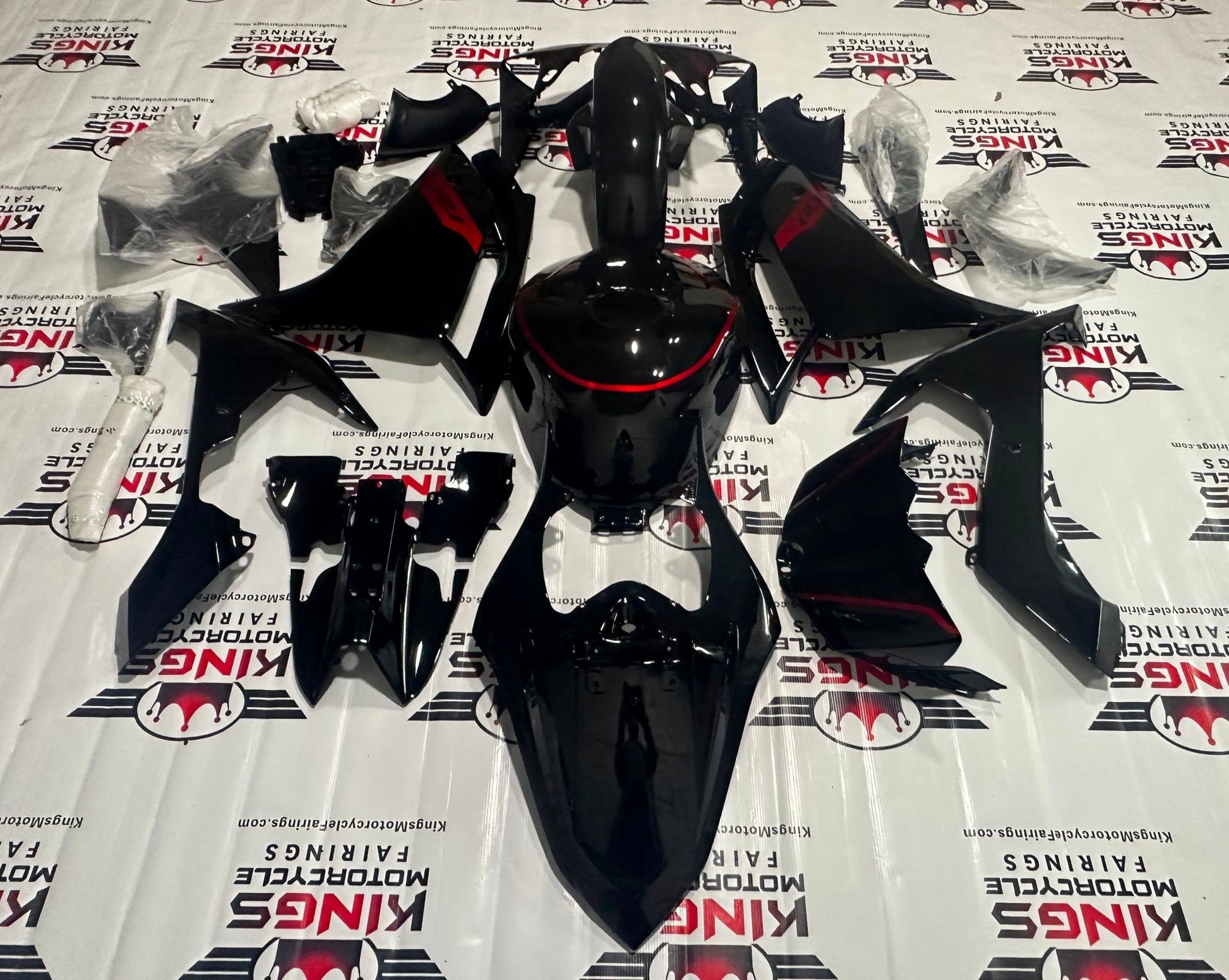 Yamaha R1 Fairings (2007-2008) Black, Red at KingsMotorcycleFairings.com