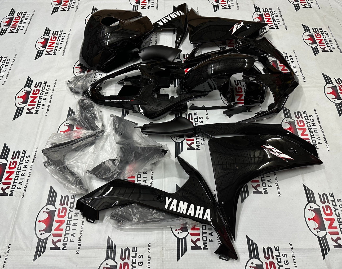 Yamaha R1 Fairings (2007-2008) Black, White, Red at KingsMotorcycleFairings.com
