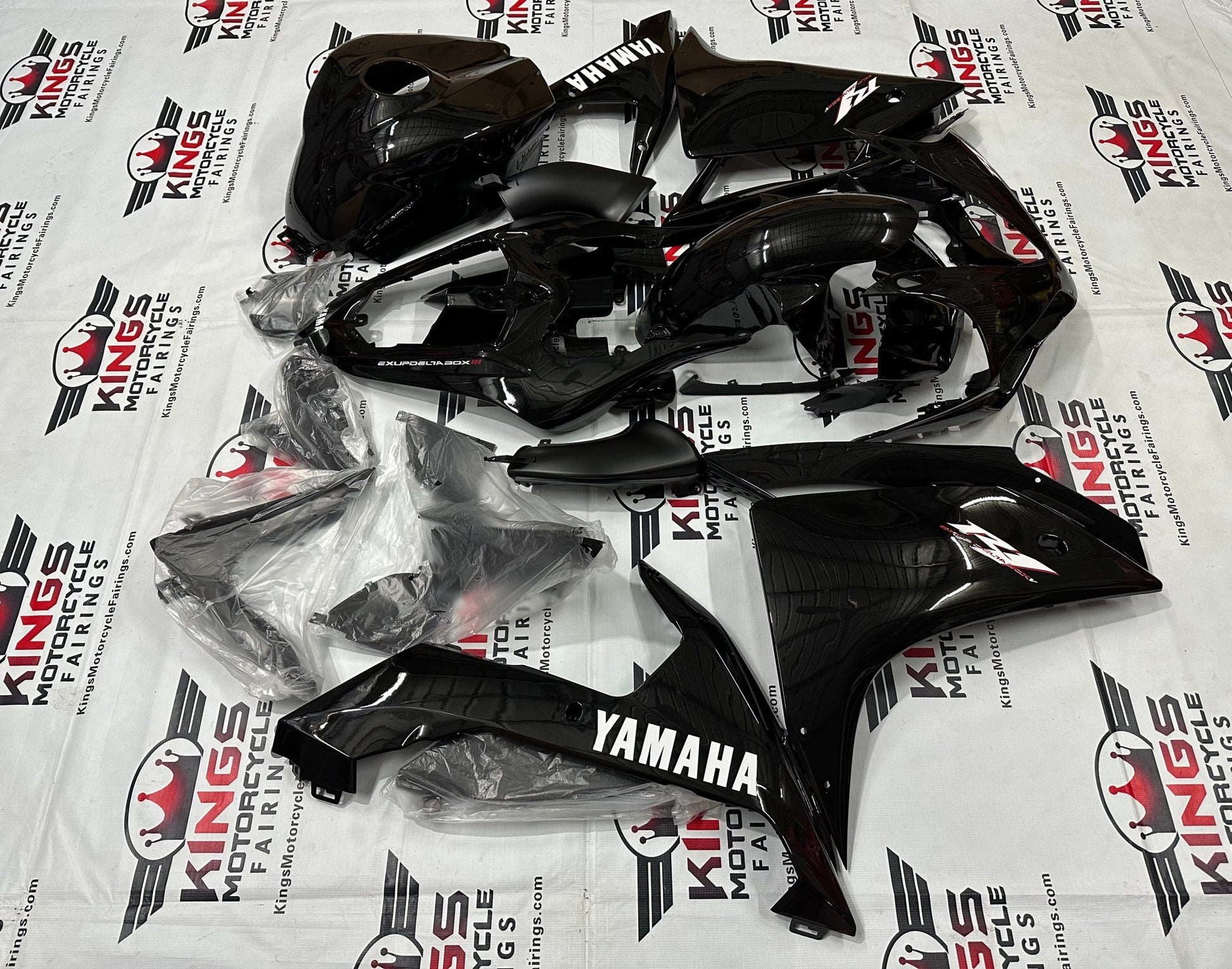 Yamaha R1 Fairings (2007-2008) Black, White, Red at KingsMotorcycleFairings.com