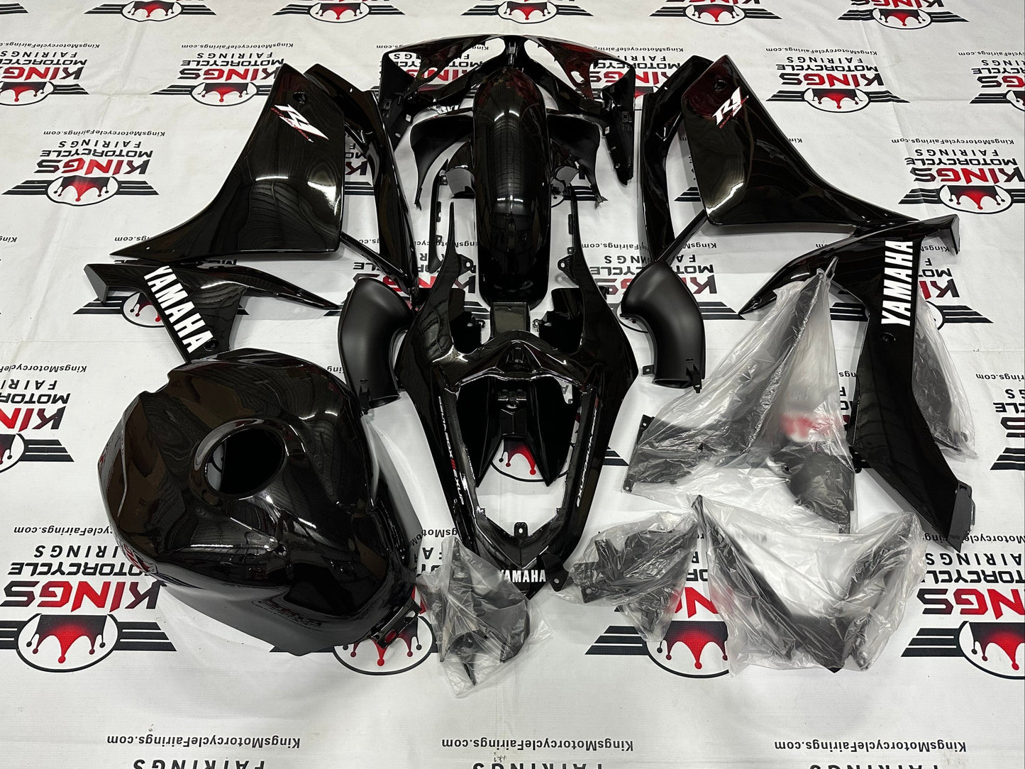 Yamaha R1 Fairings (2007-2008) Black, White, Red from KingsMotorcycleFairings.com