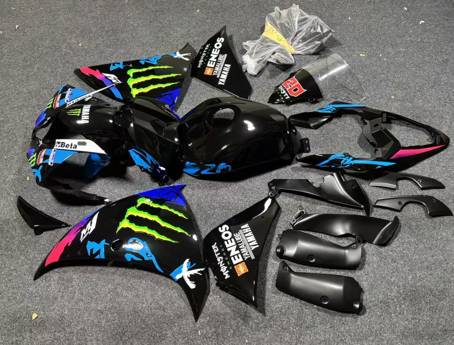 Yamaha R1 Fairings (2009-2011) Black Monster at KingsMotorcycleFairings.com