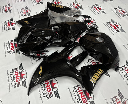 Yamaha R1 Fairings (2012-2014) All Black, Gold at KingsMotorcycleFairings.com