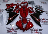 Yamaha R1 Fairings (2012-2014) Candy Red, Black, White Stripe at KingsMotorcycleFairings.com
