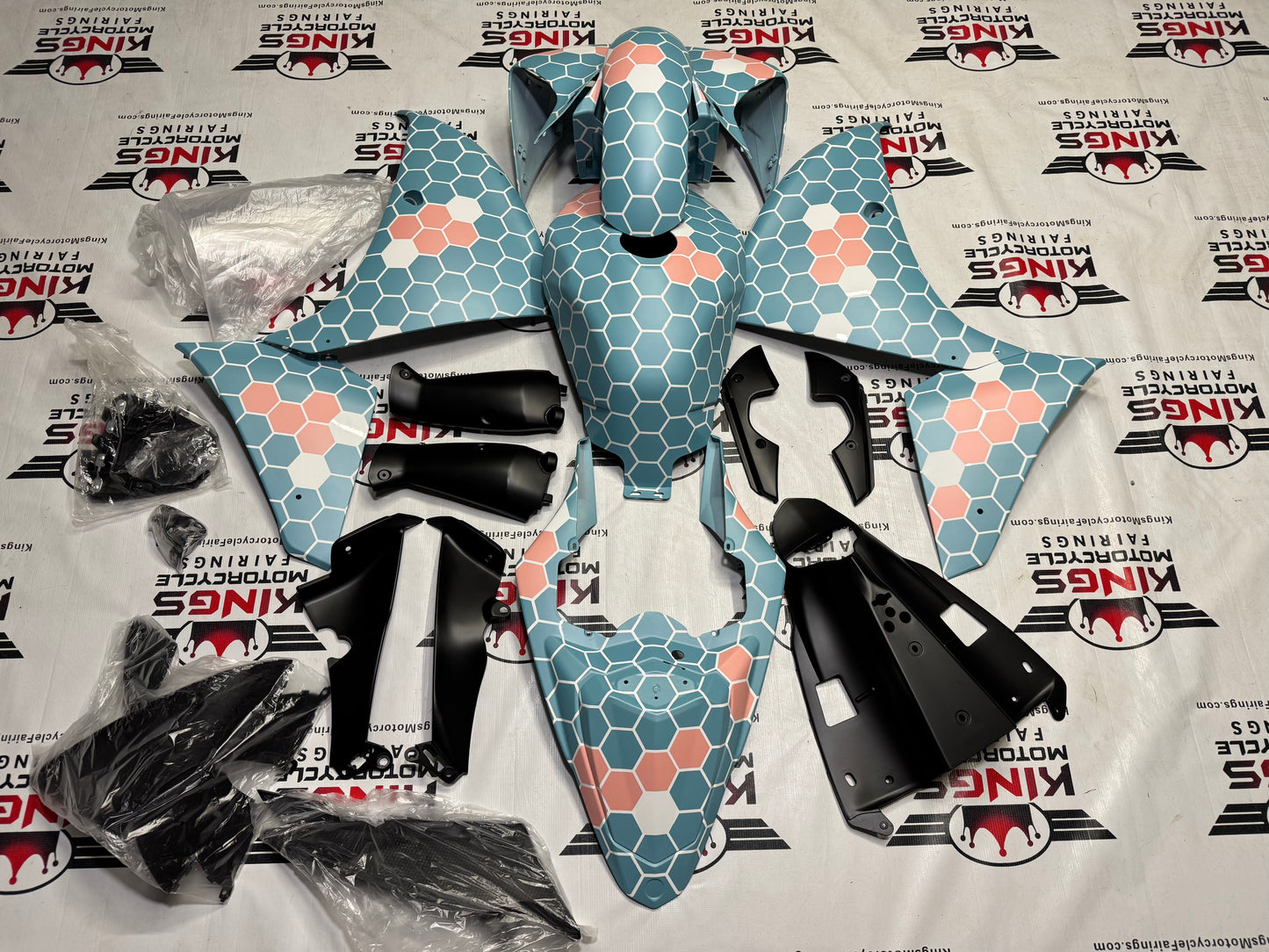 Yamaha R1 Fairings (2012-2014) Matte Blue, Pink, White Honeycomb at KingsMotorcycleFairings.com