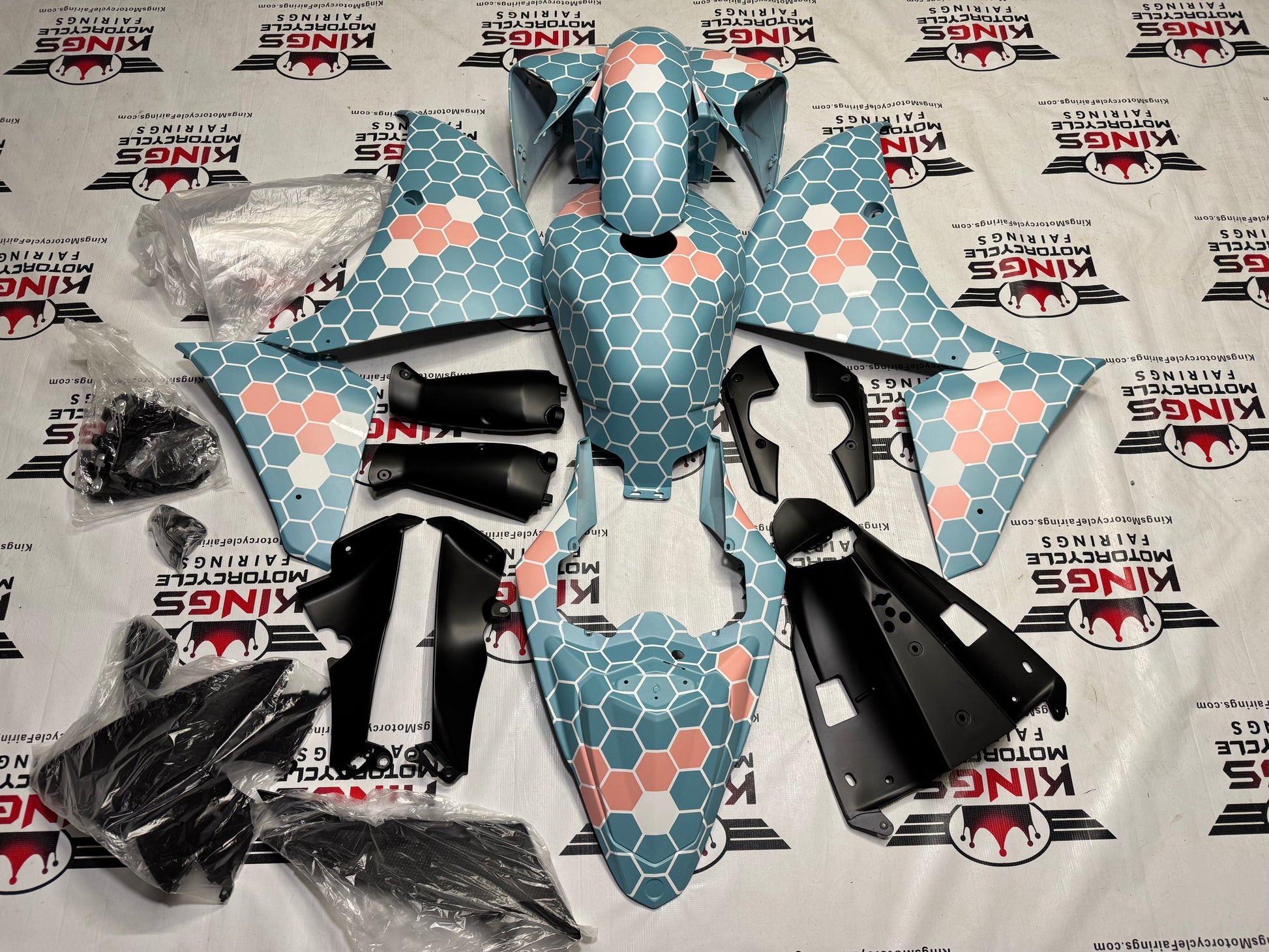 Yamaha R1 Fairings (2012-2014) Matte Blue, Pink, White Honeycomb at KingsMotorcycleFairings.com