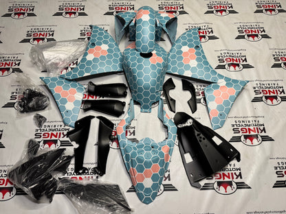 Yamaha R1 Fairings (2012-2014) Matte Blue, Pink, White Honeycomb at KingsMotorcycleFairings.com