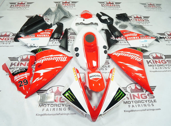 Yamaha R1 Fairings (2012-2014) Red, White, Monster Milwaukee at KingsMotorcycleFairings.com