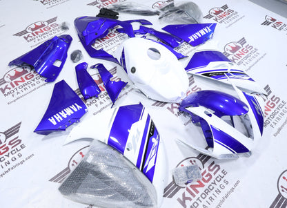 Yamaha R1 Fairings (2012-2014) White, Blue Stripe at KingsMotorcycleFairings.com