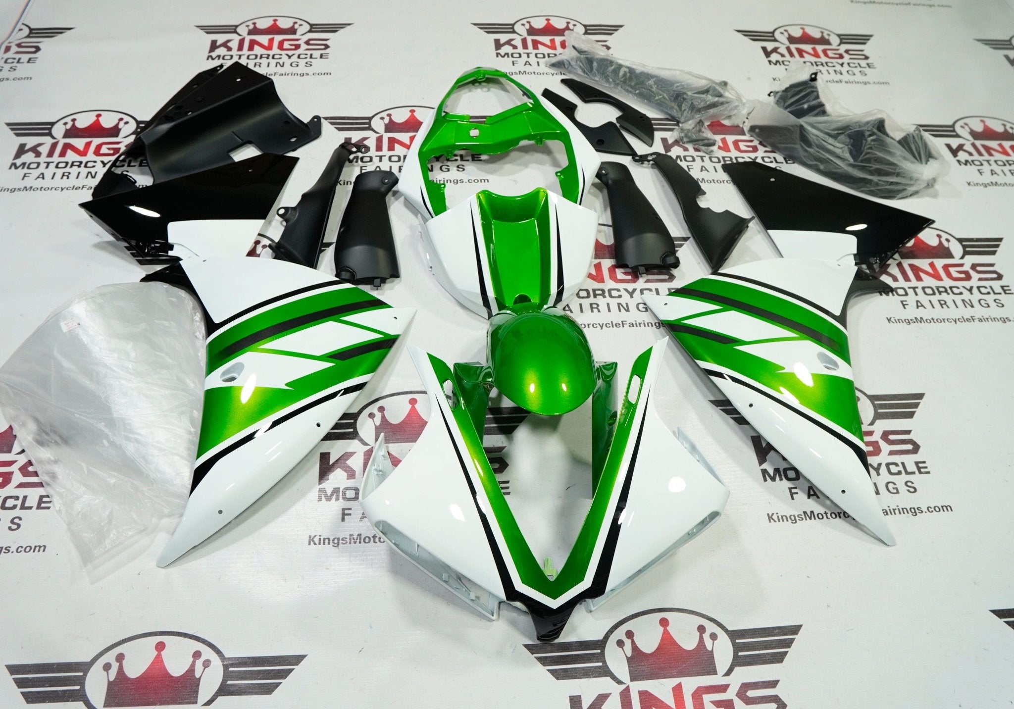 Yamaha R1 Fairings (2012-2014) White, Green, Black at KingsMotorcycleFairings.com