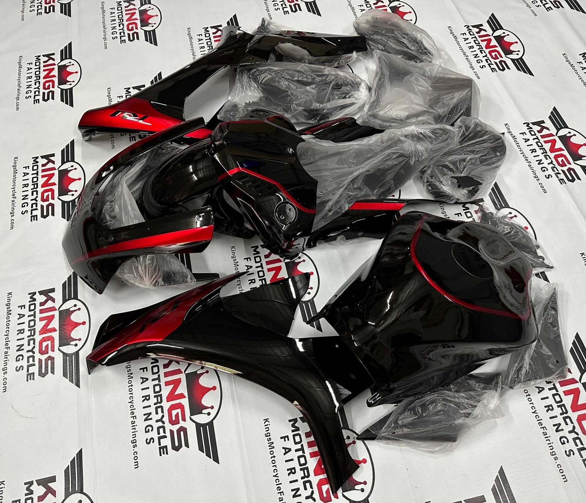 Yamaha R1 Fairings (2015-2019) Black, Red Stripe at KingsMotorcycleFairings.com.JPG