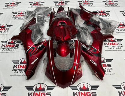 Yamaha R1 Fairings (2015-2019) Candy Red, White Stripe at KingsMotorcycleFairings.com