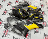 Yamaha R1 Fairings (2015-2019) Faux Carbon Fiber, Yellow, White from KingsMotorcycleFairings.com