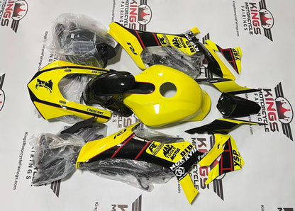 Yamaha R1 Fairings (2015-2019) Yellow, Black, Red Stripe at KingsMotorcycleFairings.com