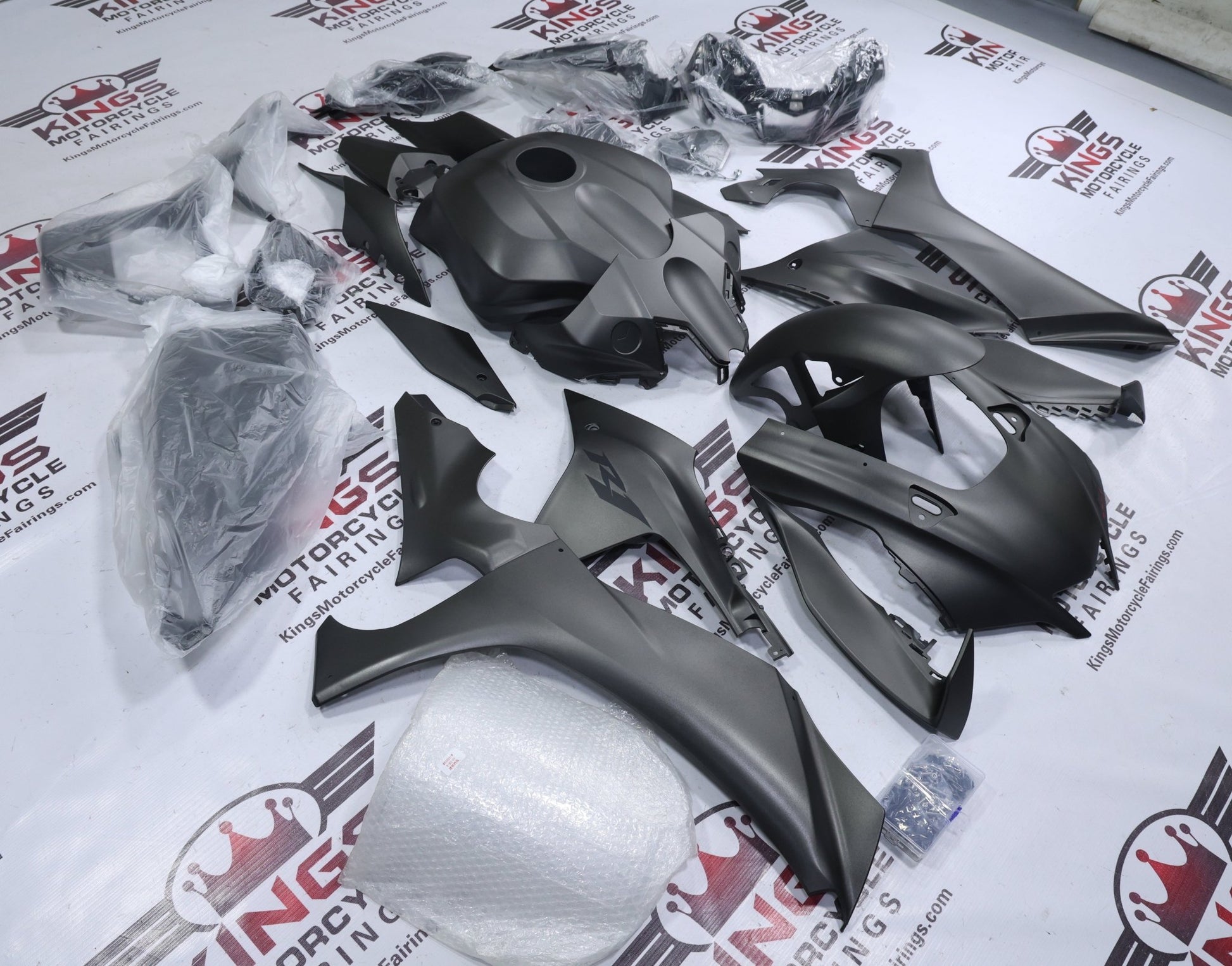 Yamaha R1 Fairings (2020-2025) All Matte Gray, Black at KingsMotoryccleFairings.com