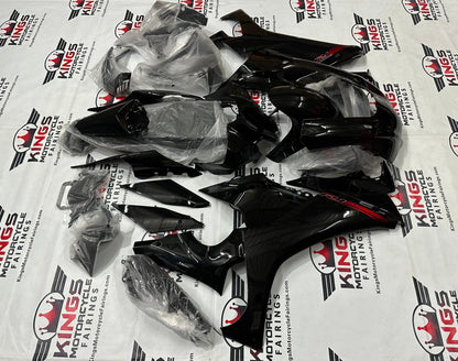 Yamaha R1 Fairings (2020-2025) Black, Red Stripe at KingsMotorcycleFairings.com