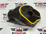 Yamaha R1 Tank Fairing (2015-2019) Faux Carbon Fiber, Yellow, White at KingsMotorcycleFairings.com