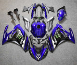 Yamaha R25 Fairings (2015-2018) Blue, Black Monster at KingsMotorcycleFairings.com