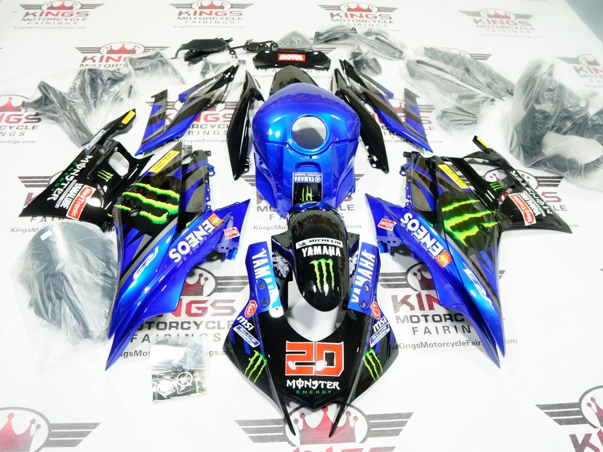 Yamaha R3 Fairing Kit (2019-2021) Blue, Black Monster 20 – Kings ...