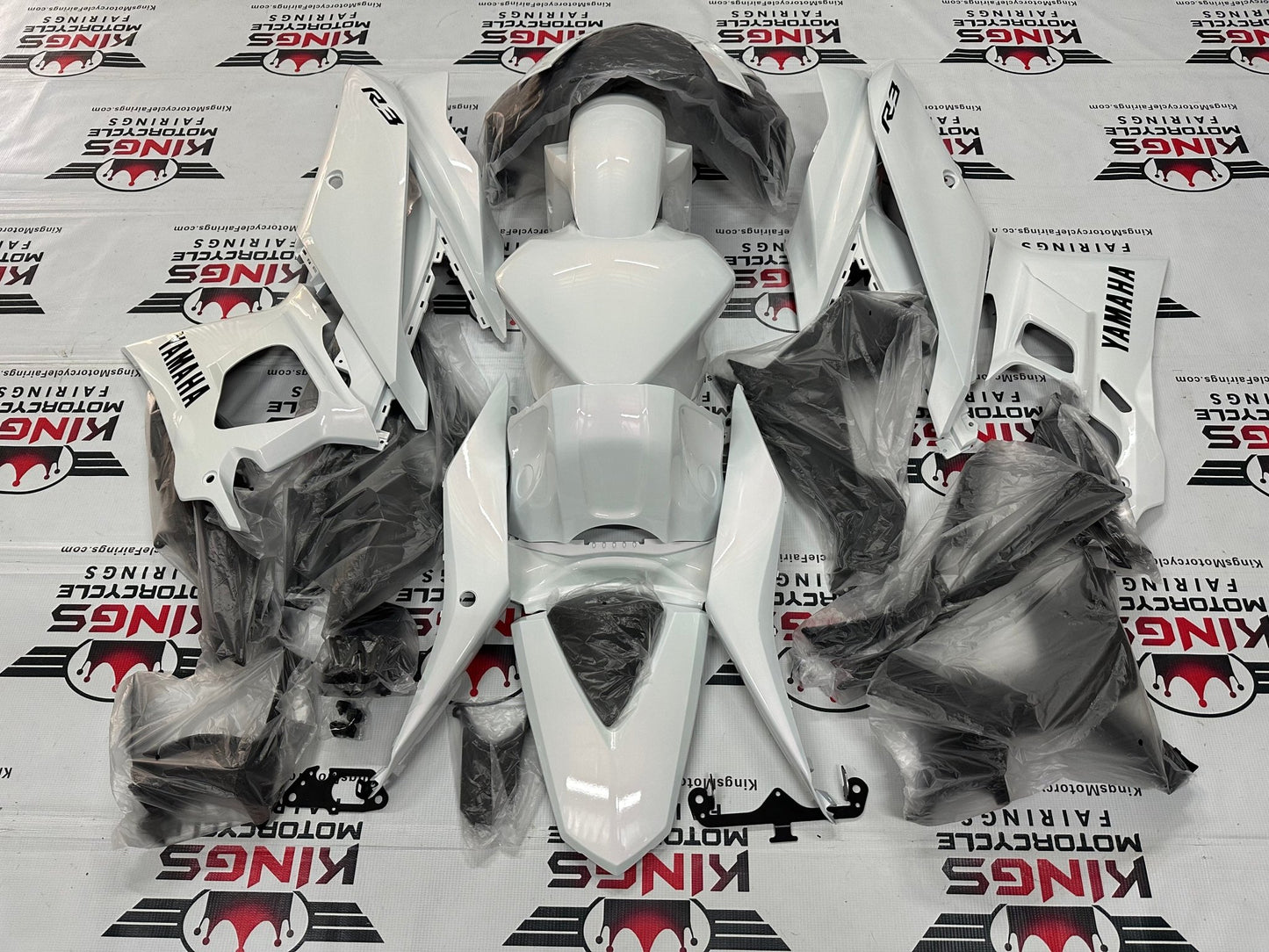 Yamaha R3 Fairing Pieces (2019-2021) Pearl White, Black at KingsMotorcycleFairings.com