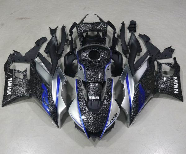 Yamaha R3 Fairing Pieces (2022-2024) Forged Carbon Fiber Style, Silver, Blue, White at KingsMotorcycleFairings.com