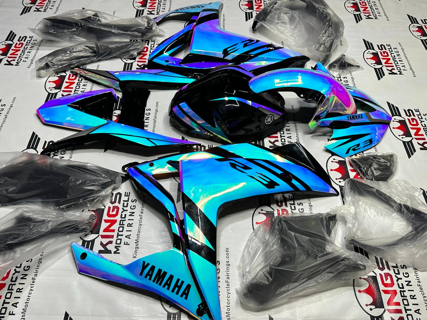 Yamaha R3 Fairing Set (2015-2018) Chrome Blue, Pink, Black, Chameleon by KingsMotorcycleFairings.com