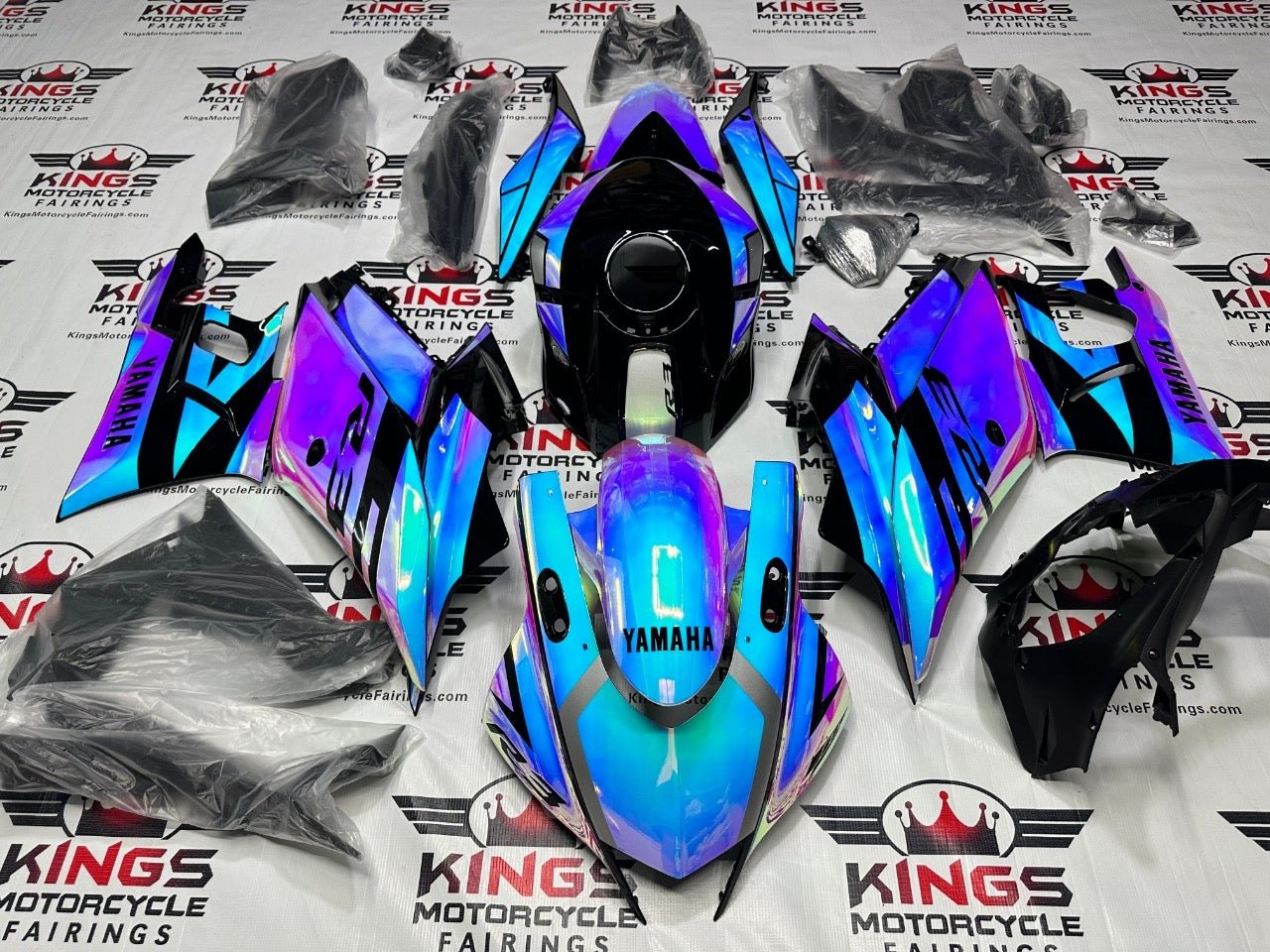 Yamaha R3 Fairing Set (2022-2024) Chameleon Chrome, Pink, Blue by KingsMotorcycleFairings.com