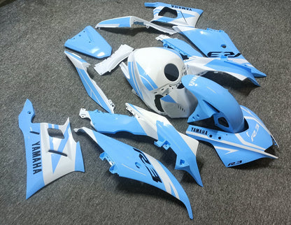 Yamaha R3 Fairing Set (2022-2024) Light Blue, White at KingsMotorcycleFairings.com