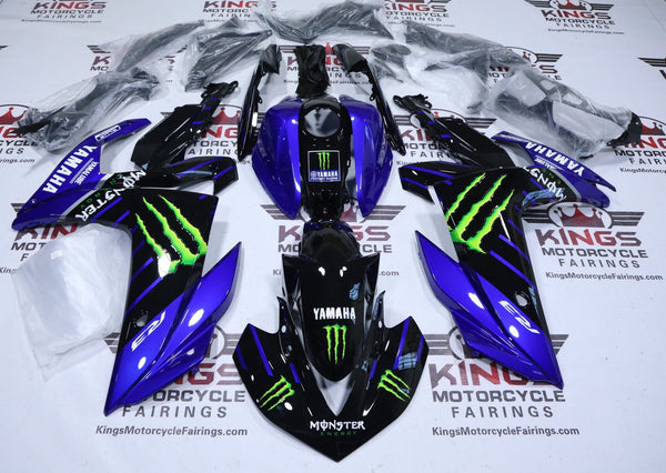 Yamaha R3 Fairings (2015-2018) Black, Blue, White, Green Monster at KingsMotorcycleFairings.com