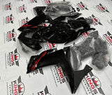 Yamaha R3 Fairings (2015-2018) Black, Red Stripe at KingsMotorcycleFairings.com