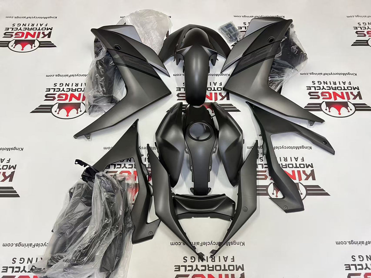 Yamaha R3 Fairings (2015-2018) Matte Black, Black Stripe at KingsMotorcycleFairings.com