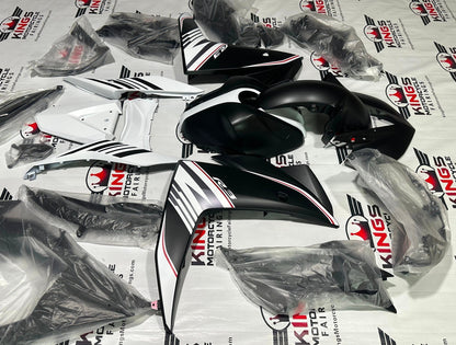 Yamaha R3 Fairings (2015-2018) Matte Black, White at KingsMotorcycleFairings.com