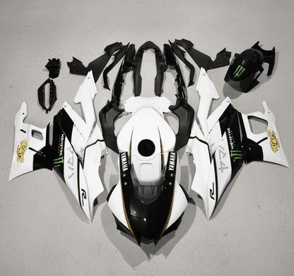 Yamaha YZF-R3 Fairings (2022-2024) White, Black, Gold Monster at KingsMotorcycleFairings.com
