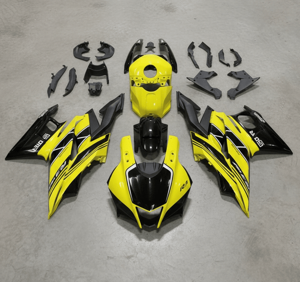 Yamaha R3 Fairings (2019-2021) Yellow, Black Stripes at KingsMotorcycleFairings.com