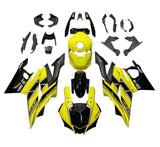 Yamaha R3 Fairings (2019-2024) Yellow, Black Stripes at KingsMotorcycleFairings.com