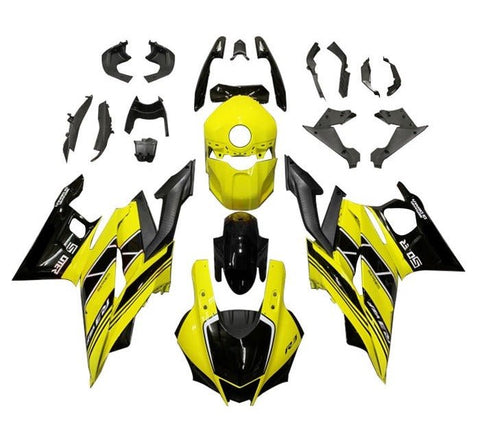 Yamaha R3 Fairings (2019-2024) Yellow, Black Stripes at KingsMotorcycleFairings.com
