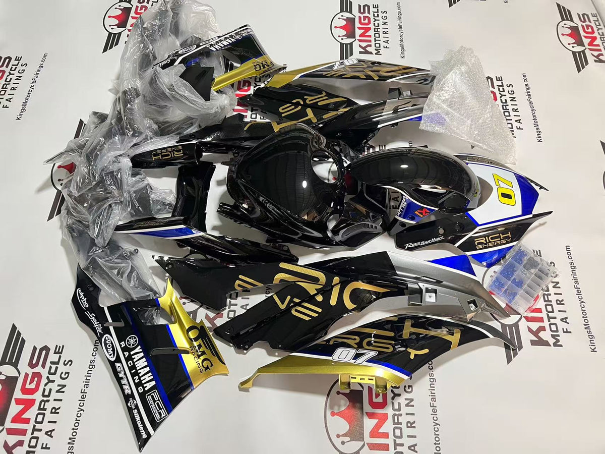 Yamaha R3 Fairings (2022-2024) Black, Gold, Blue from KingsMotorcycleFairings.com