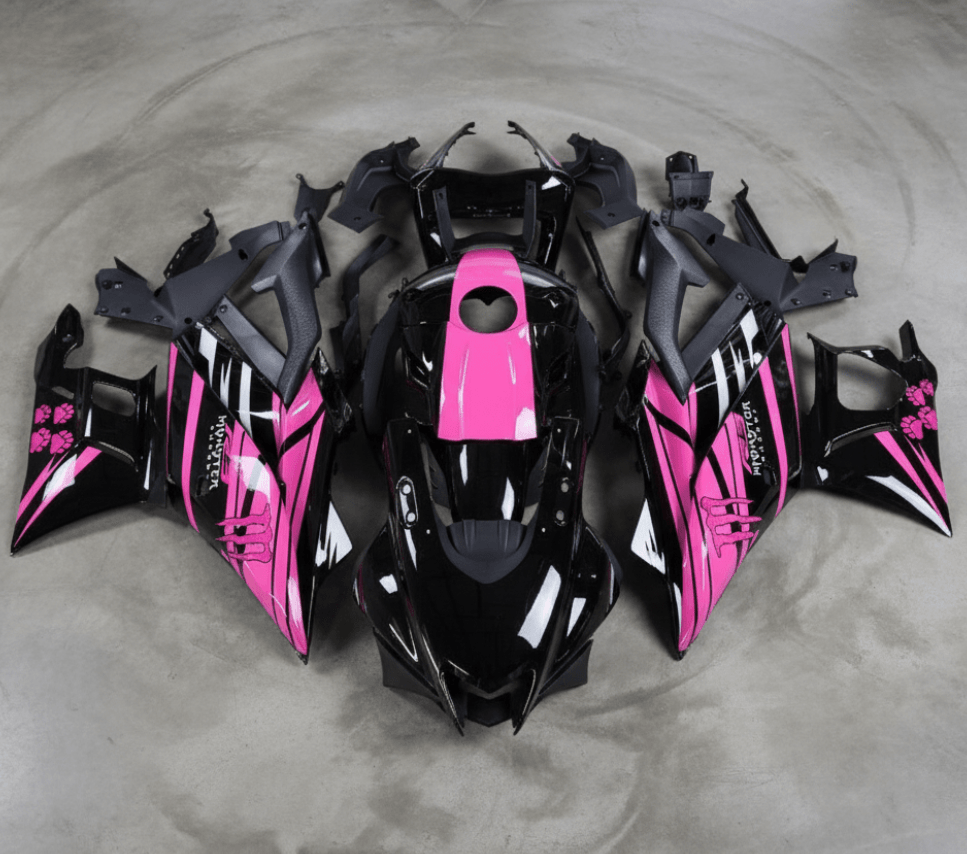 Yamaha YZF-R3 Fairings (2022-2024) Black, Hot Pink Monster – Kings ...