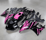 Yamaha R3 Fairings (2022-2024) Black, Hot Pink Monster from KingsMotorcycleFairings.com
