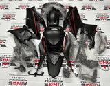Yamaha R3 Fairing set (2022-2024) Matte Black, Red Stripe at KingsMotorcycleFairings.com