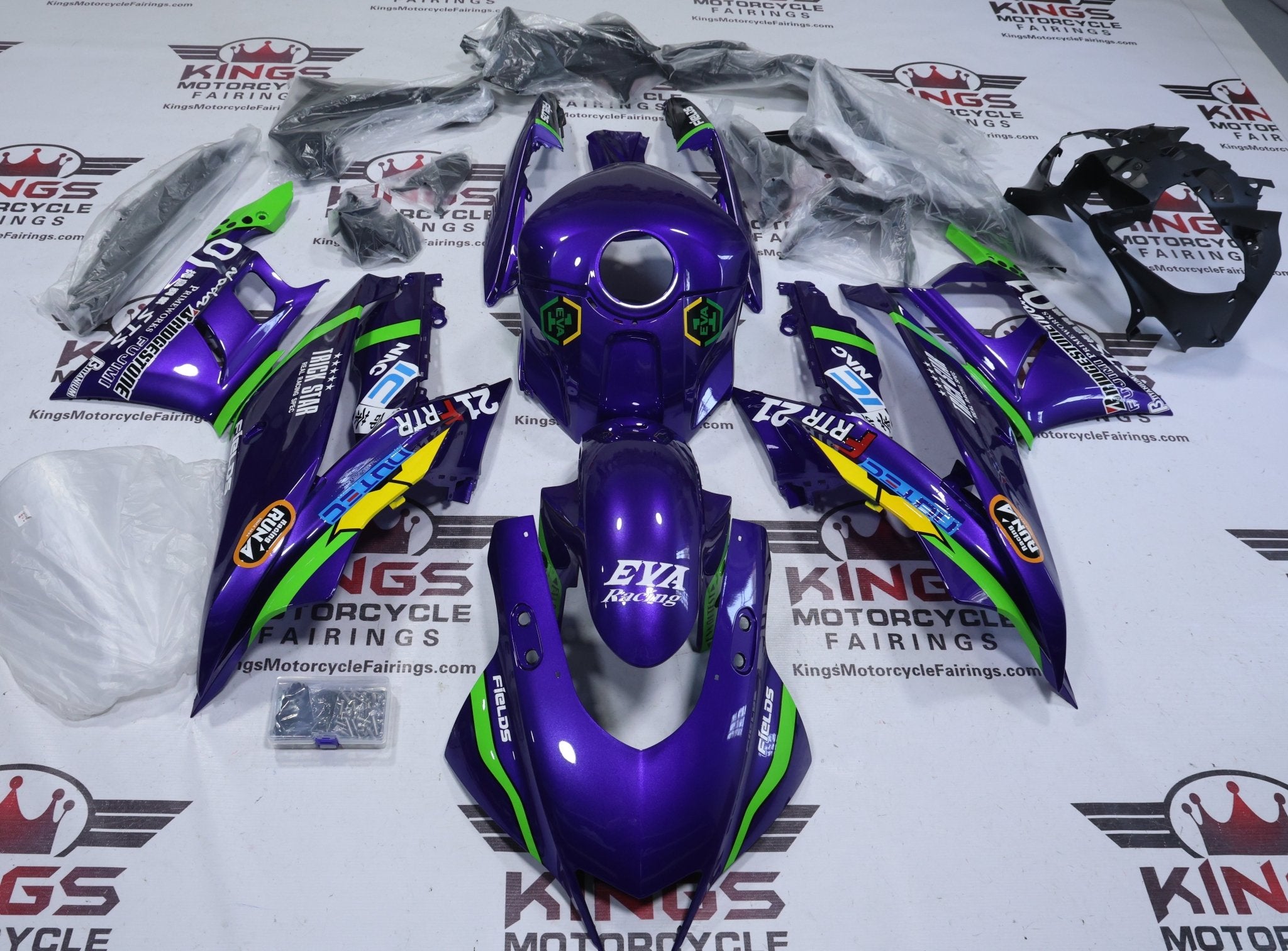 Yamaha R3 Fairings (2022-2024) Purple Eva from KingsMotorcycleFairings.com