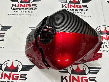 Yamaha R3 Tank Cover Fairing (2022-2024) Faux Carbon Fiber, Candy Red Split at KingsMotorcycleFairings.com
